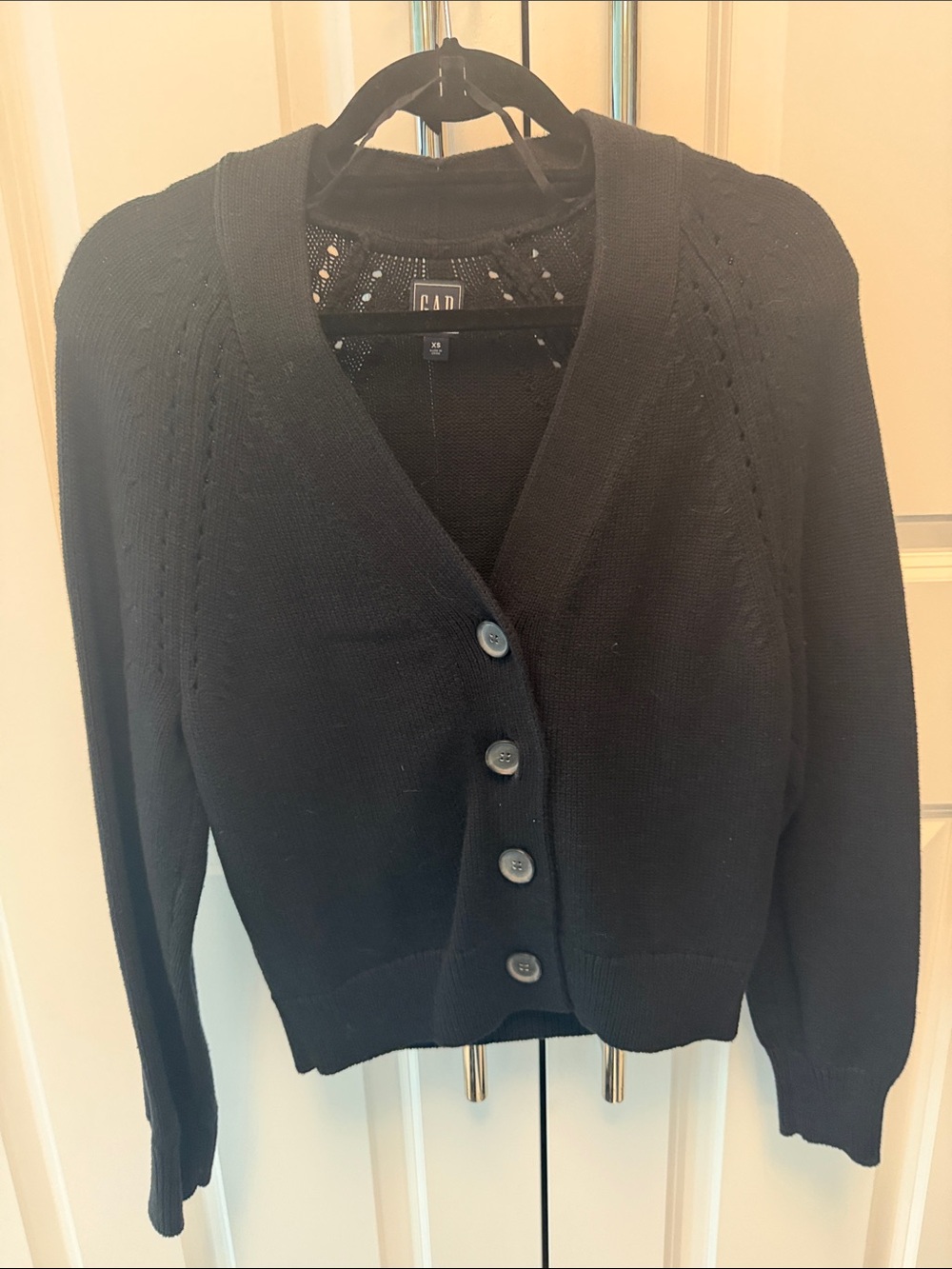GAP Black Button-Front V-Neck Cardigan